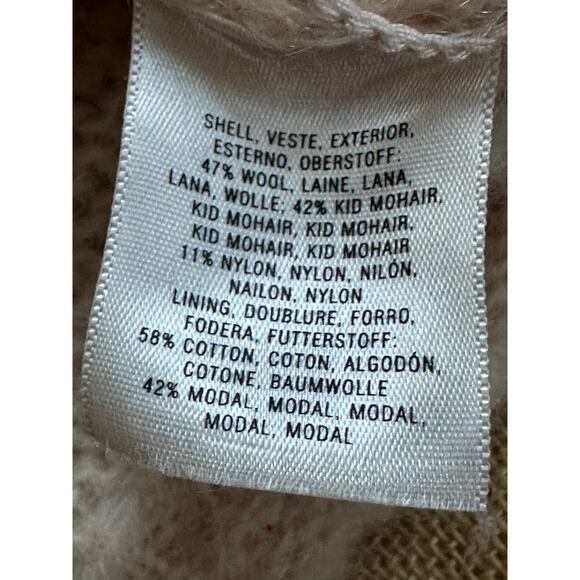 Anthropologie HWR mohair wool cardigan shawl blush lined fuzzy sz s - Picture 8 of 16